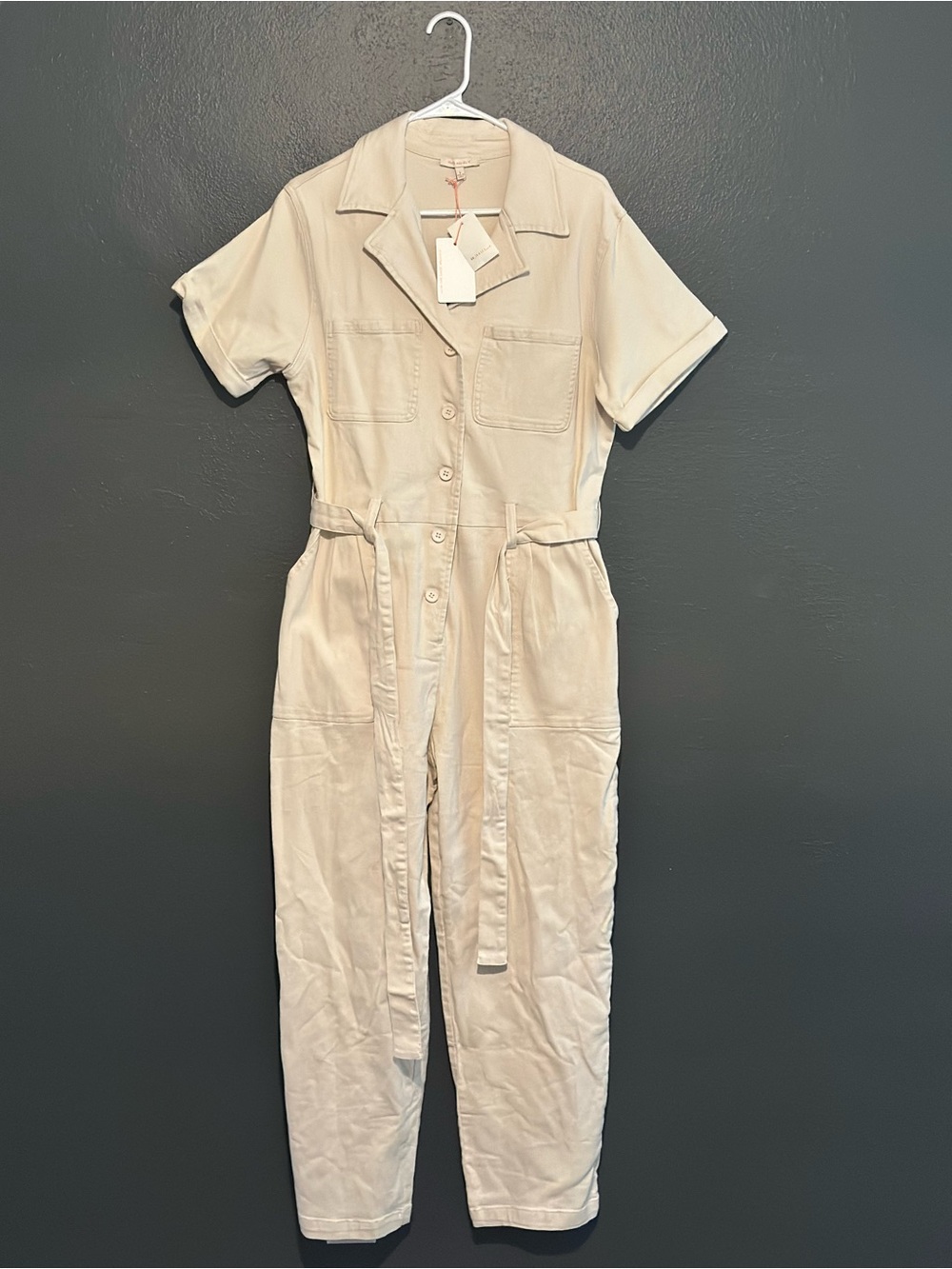 NWT Skies Are Blue Cream Denim Jumpsuit